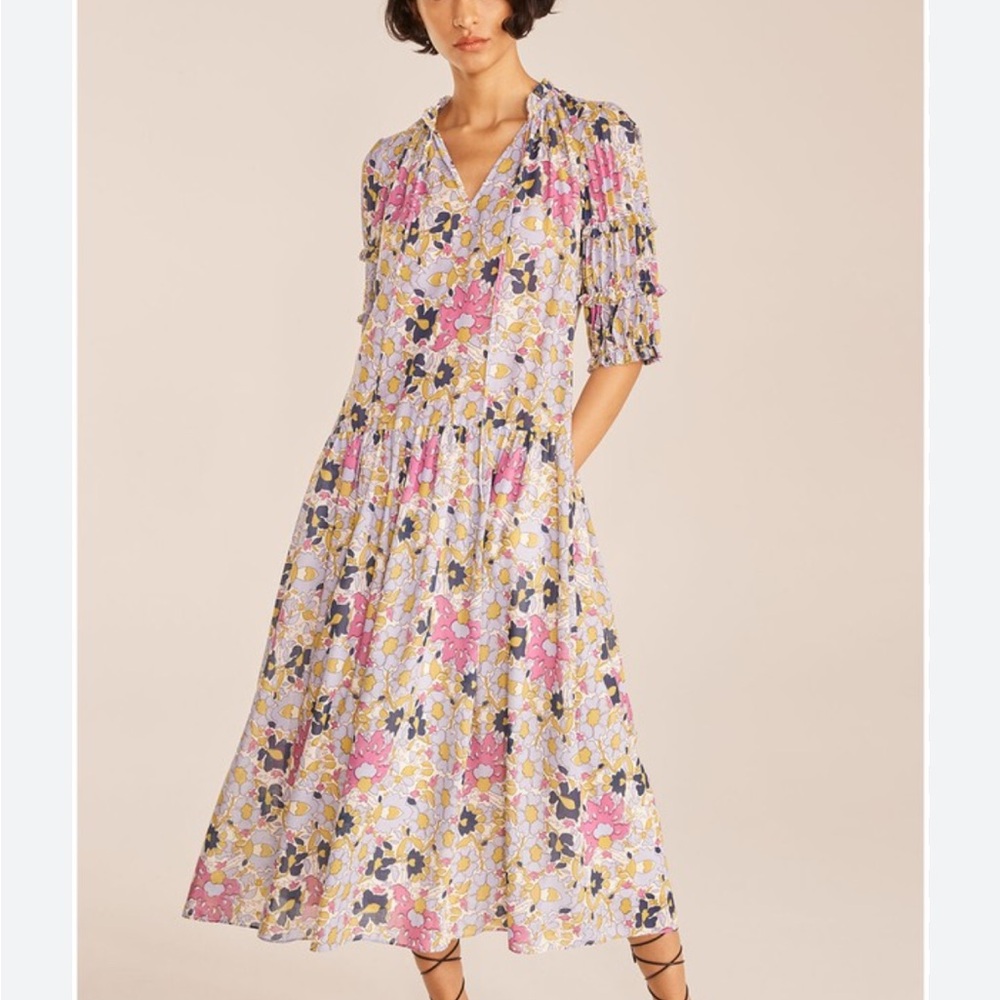 Rebecca Taylor Floral Midi Dress Size Small